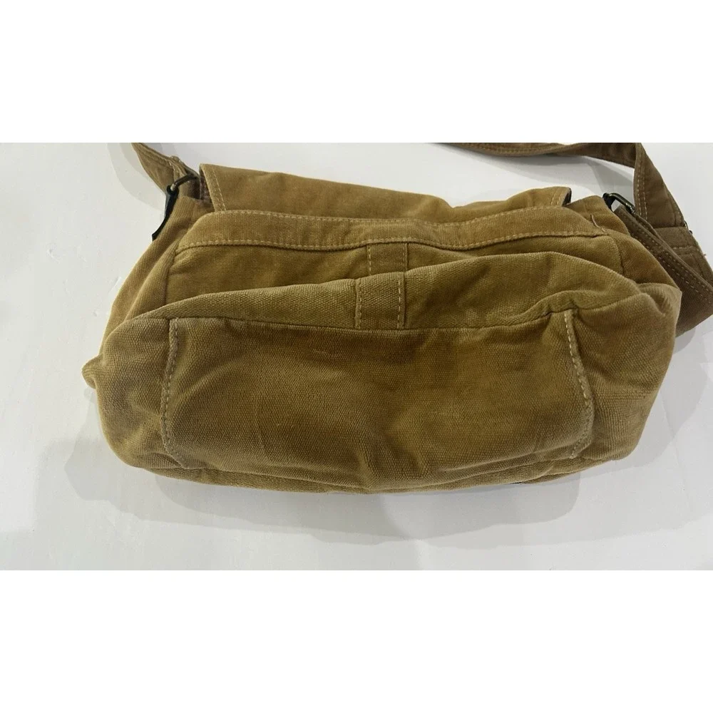 Vintage Y2K Canvas Messenger Bag Brown Boho Crossbody Shoulder Bag Elena Gilbert